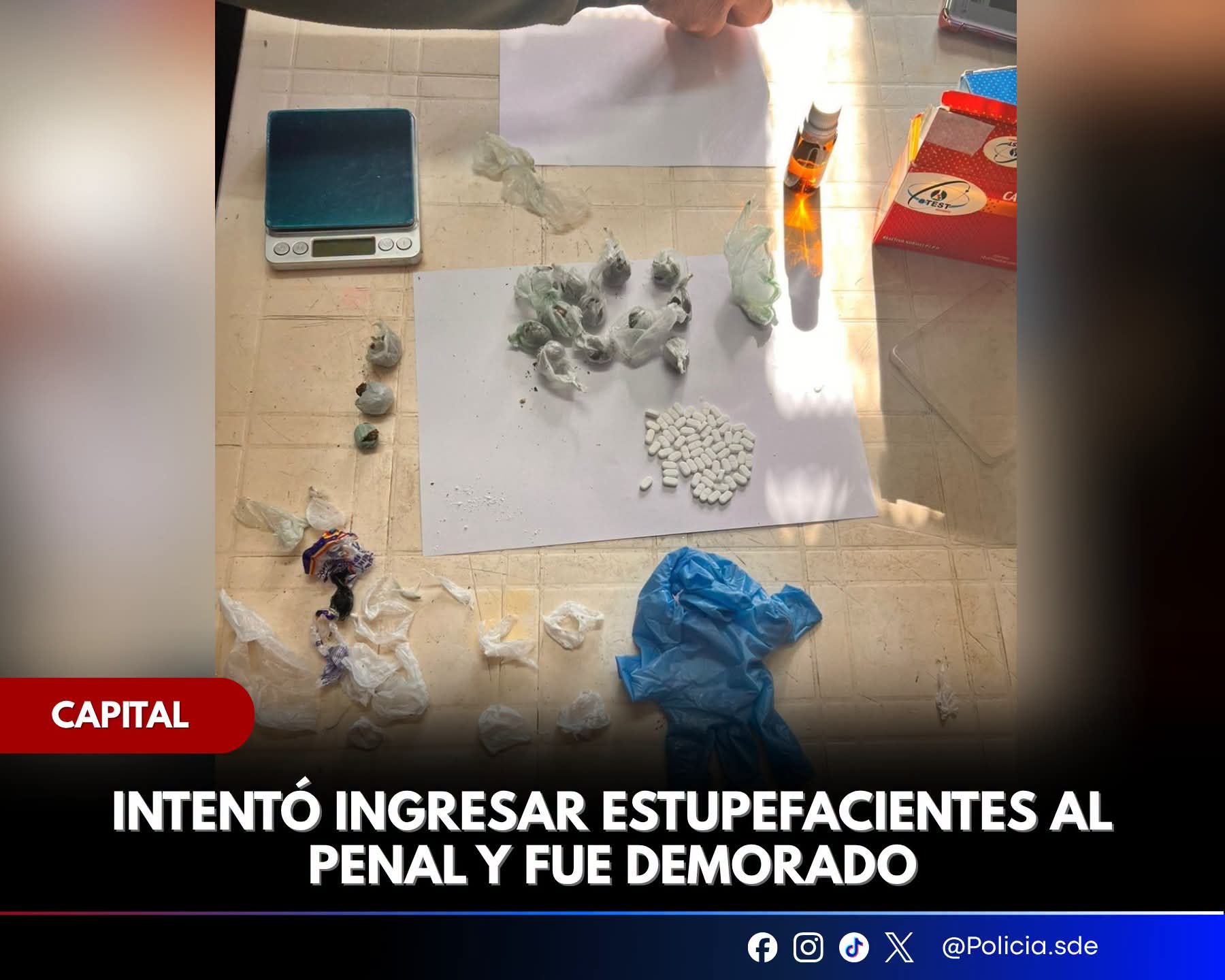 Un adolescente de 15 años intento ingresar estupefacientes al penal y fue demarado