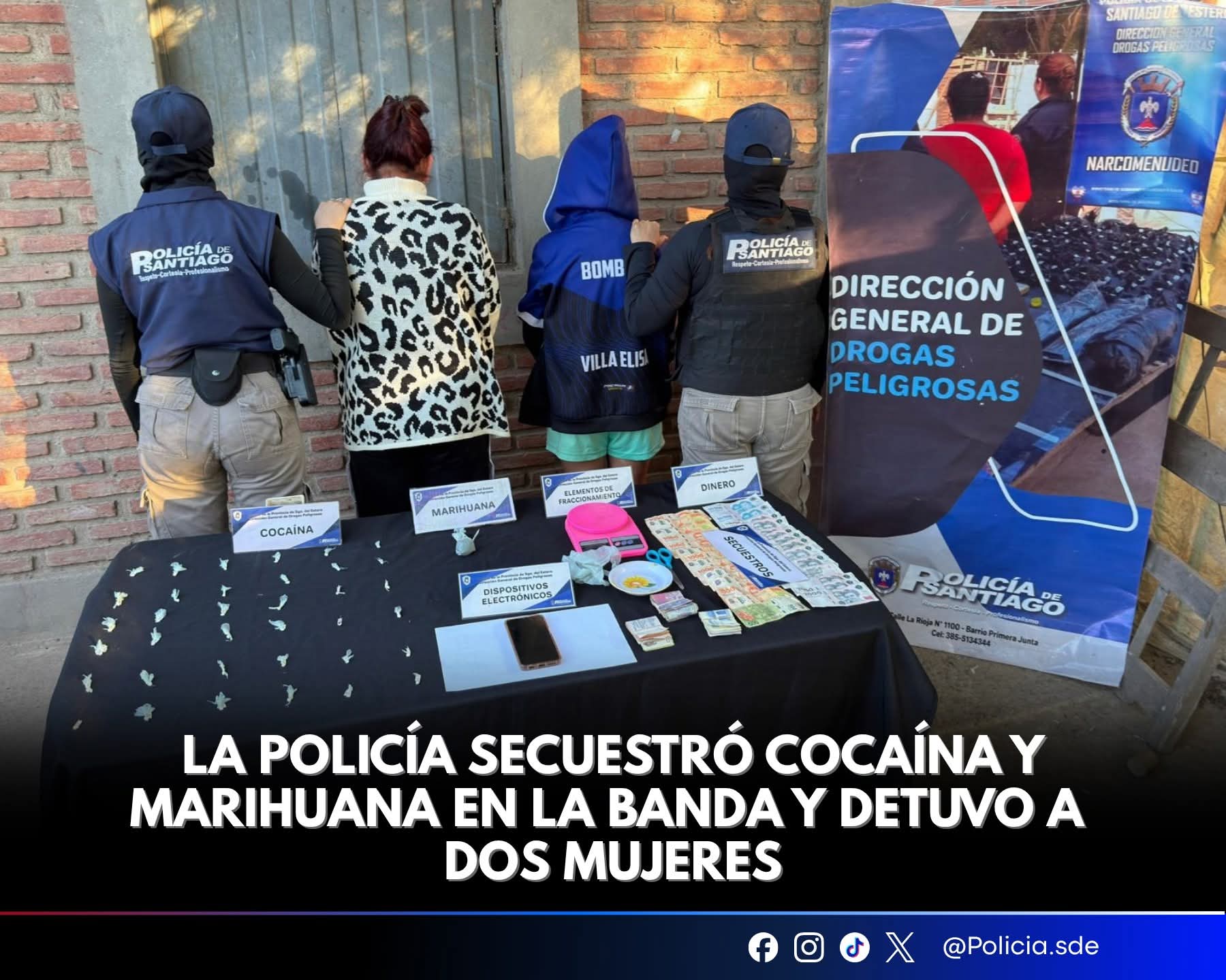 La Banda: Secuestran cocaína y marihuana y detienen a dos mujeres 
