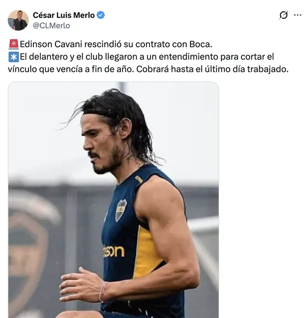 Edinson Cavani rescindió su contrato y se va de Boca