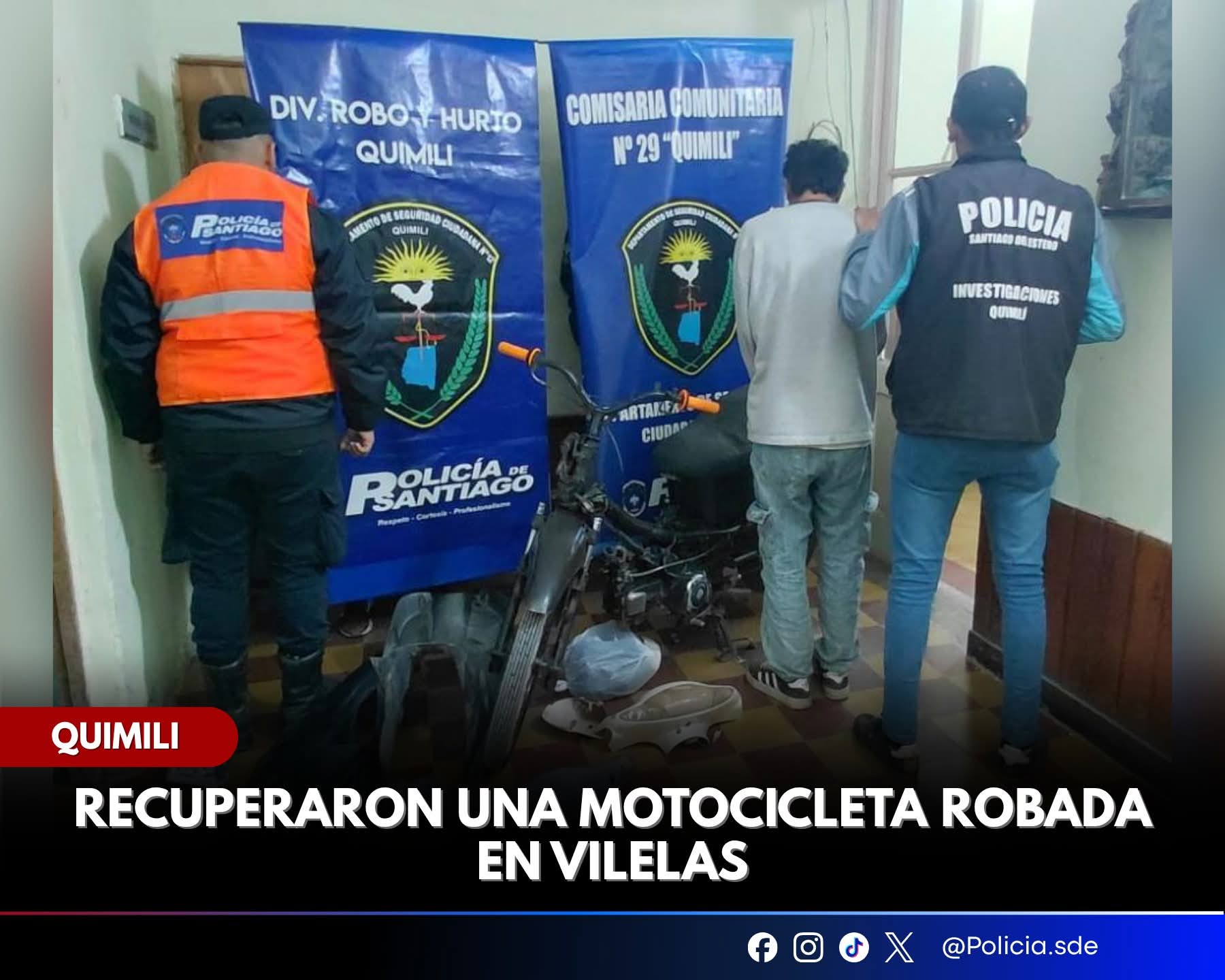 Quimilí: Recuperaron una motocicleta robado en Vilelas 